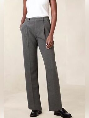 Banana republic Tailored High-Waist Straight-Leg Trousers - Gray